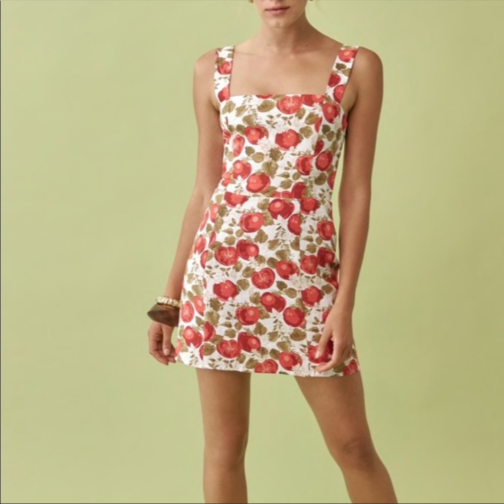 Reformation Brigitte Linen Dress in Tomatoes